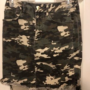 Gianni bini camo bodycon “denim” skirt